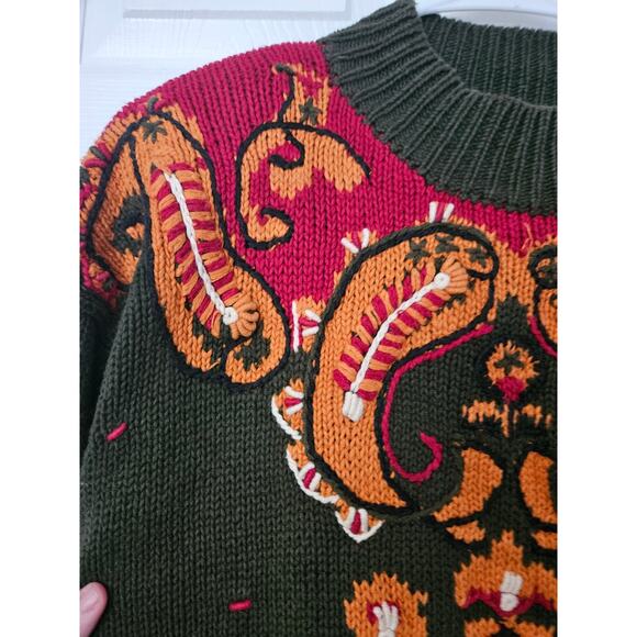 Vintage 80s Autograph Women's Sweater Fall Grandma Grandmacore Costume Size L - Picture 4 of 14